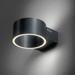 Aplique de pared LED PURE Clipse, gris, aluminio, Ø 15 cm