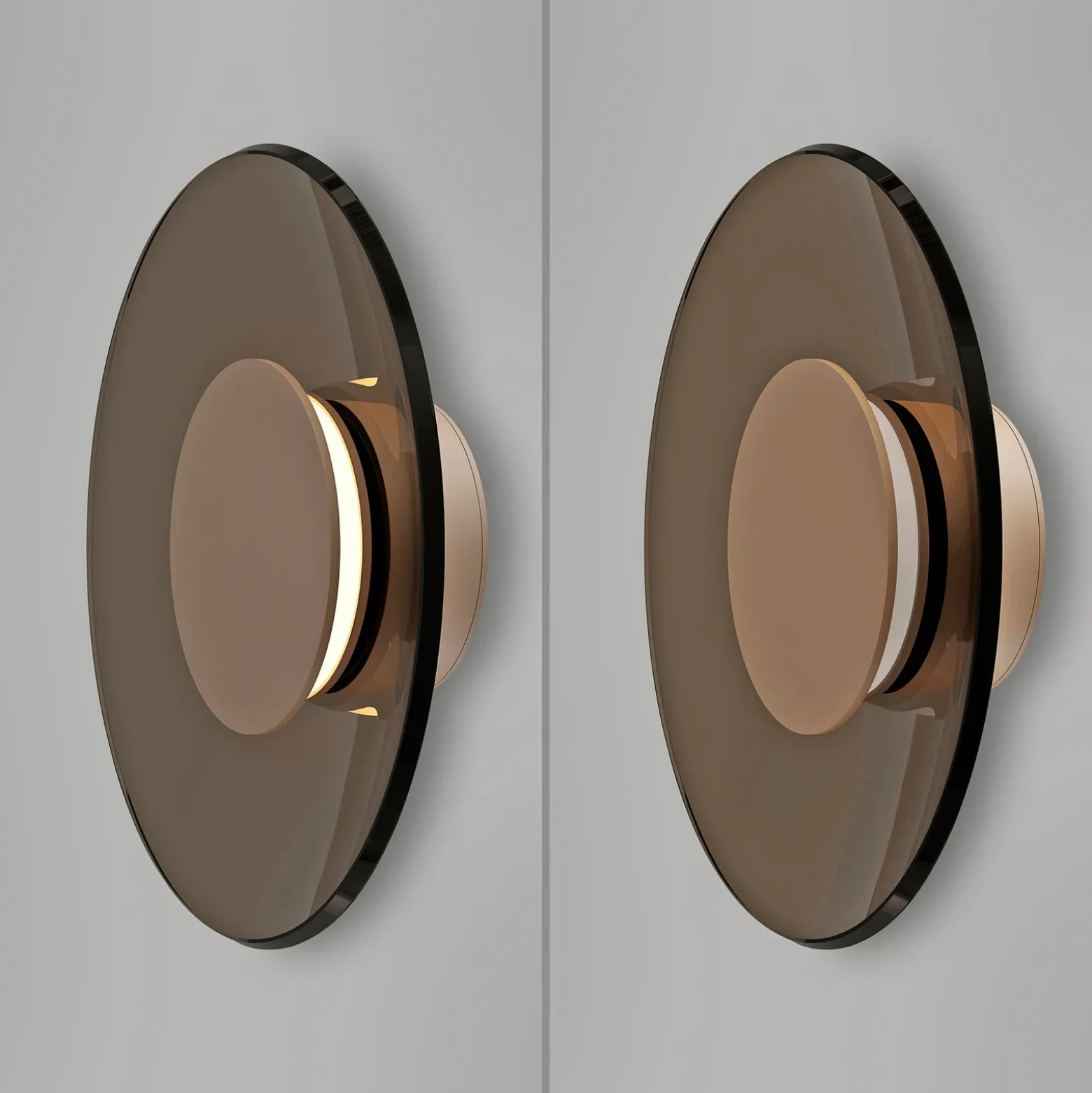 Aplique de pared LED PURE Moon, bronce, Ø 32 cm, cristal/aluminio