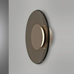 Aplique de pared LED PURE Moon, bronce, Ø 32 cm, cristal/aluminio