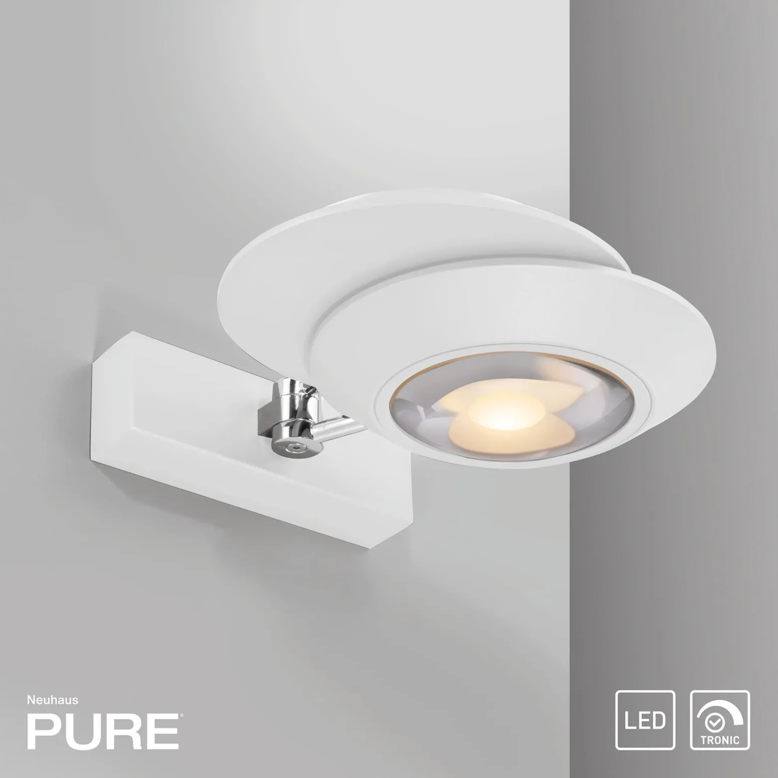 Aplique de pared LED PURE Oculis, blanco, 30 cm, hierro/cristal, 2 luces