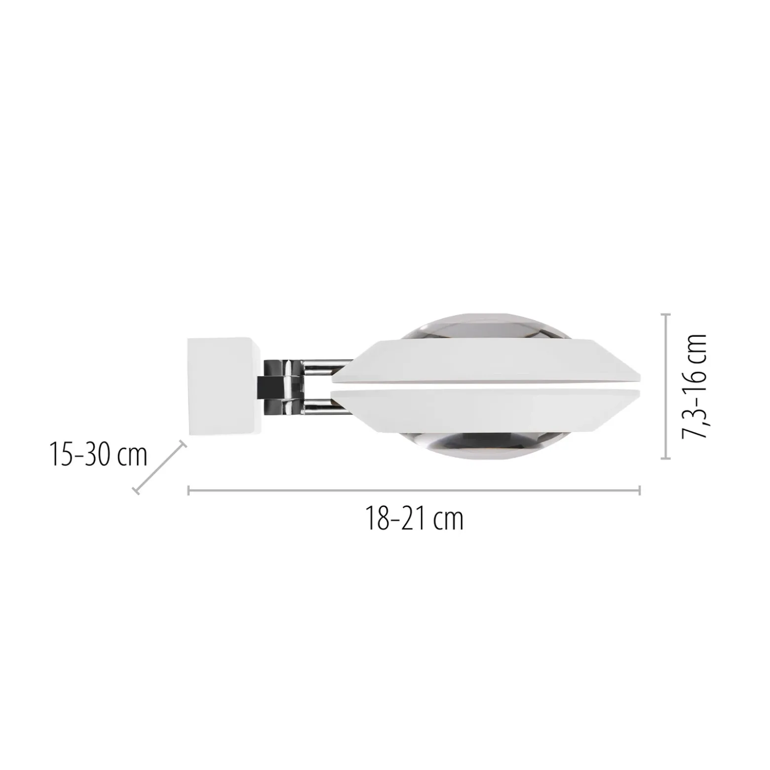 Aplique de pared LED PURE Oculis, blanco, 30 cm, hierro/cristal, 2 luces
