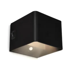 Aplique de pared LED recargable Barro, negro Ancho 8 cm Metal, sensor