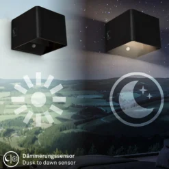 Aplique de pared LED recargable Barro, negro Ancho 8 cm Metal, sensor