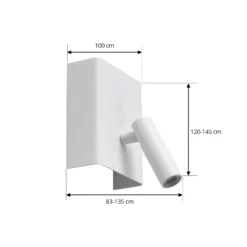 Aplique de pared LED recargable Lindby Agit, blanco, metal, regulador de