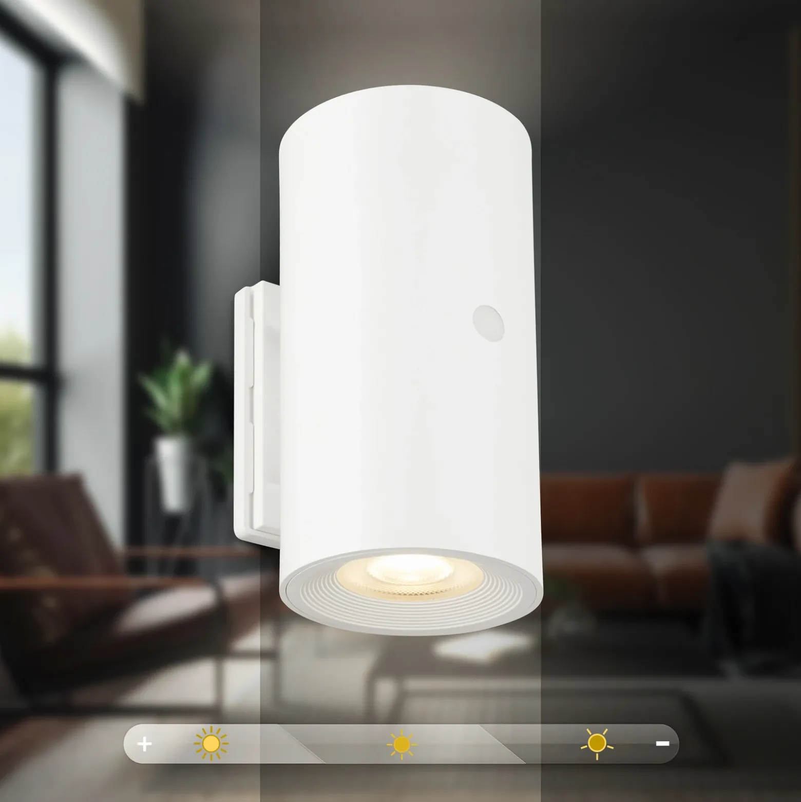 Aplique de pared LED recargable Isy, blanco mate, plástico, 3000 K
