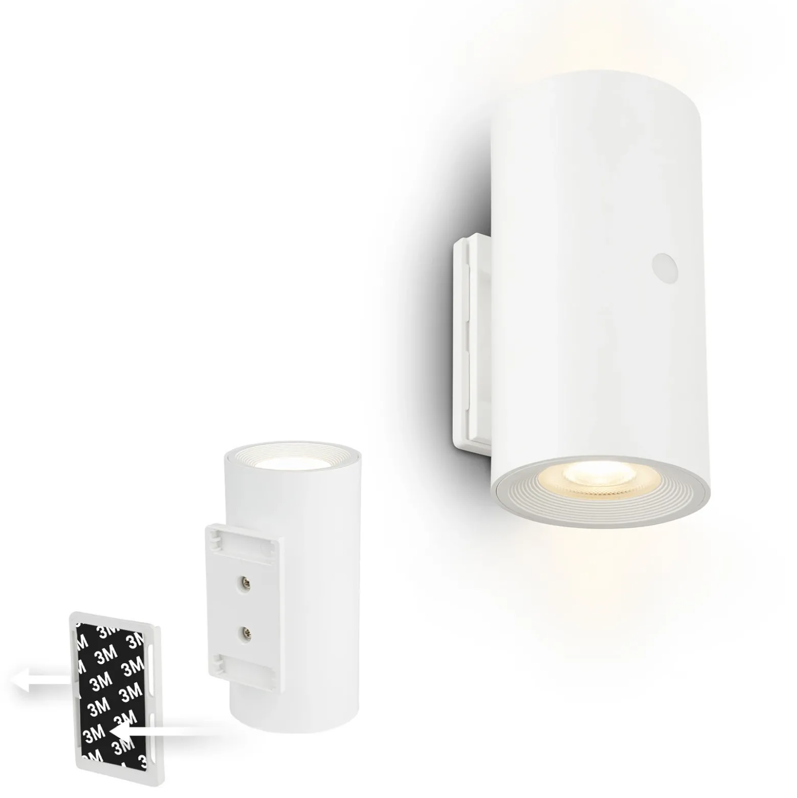 Aplique de pared LED recargable Isy, blanco mate, plástico, 3000 K