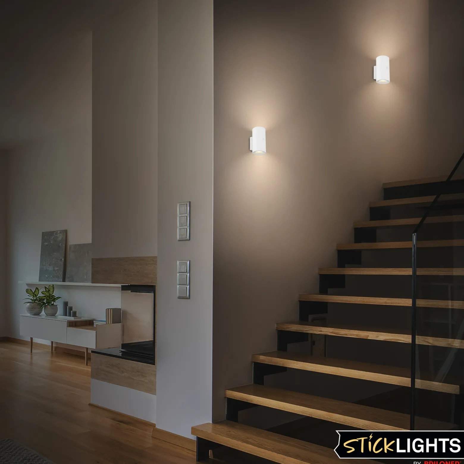 Aplique de pared LED recargable Isy, blanco mate, plástico, 3000 K