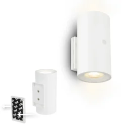 Aplique de pared LED recargable Isy, blanco mate, plástico, 3000 K