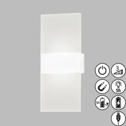 Aplique de pared LED recargable Magnetics, blanco, atenuable, 22,5 cm de