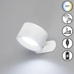 Aplique de pared LED recargable Magnetics, blanco, CCT, con imán