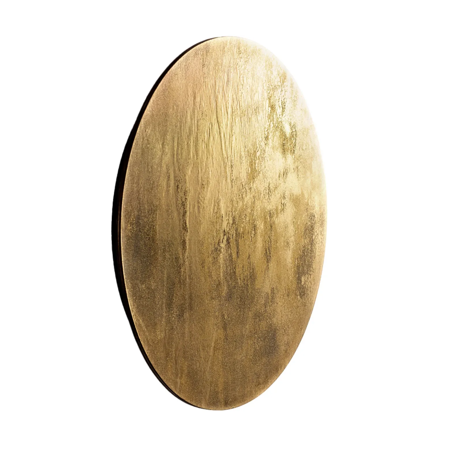 Aplique de pared LED Ring L, Ø 35 cm, madera contrachapada, color dorado