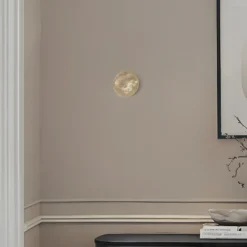 Aplique de pared LED Ring S, Ø 15 cm, madera contrachapada, dorado