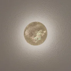 Aplique de pared LED Ring S, Ø 15 cm, madera contrachapada, dorado