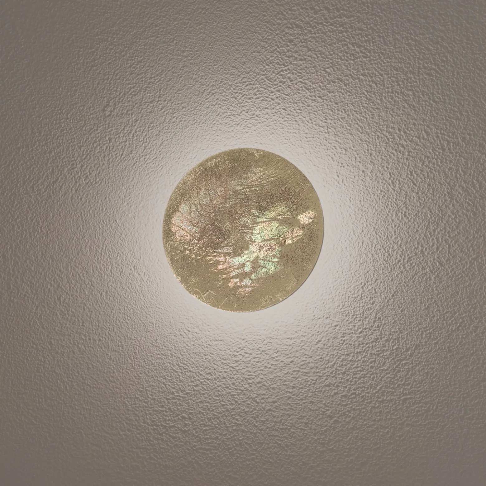 Aplique de pared LED Ring S, Ø 15 cm, madera contrachapada, dorado