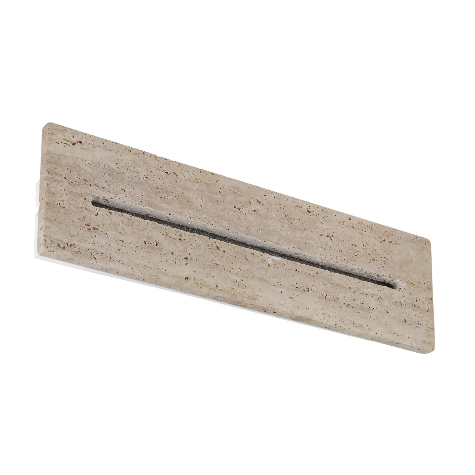Aplique de pared LED Rojas, beige/blanco, travertino, 40 cm de ancho