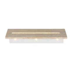 Aplique de pared LED Rojas, beige/blanco, travertino, 40 cm de ancho