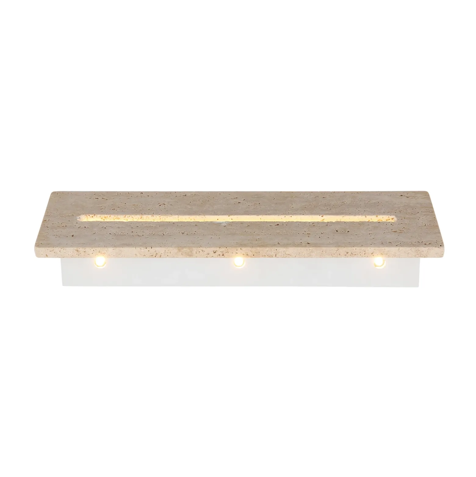 Aplique de pared LED Rojas, beige/blanco, travertino, 40 cm de ancho