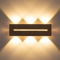 Aplique de pared LED Rojas, beige/blanco, travertino, 40 cm de ancho