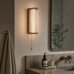 Aplique de pared LED Rue, bronce, IP44, metal, cristal, 3.000 K