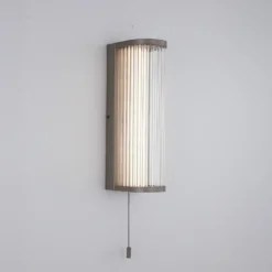 Aplique de pared LED Rue, bronce, IP44, metal, cristal, 3.000 K