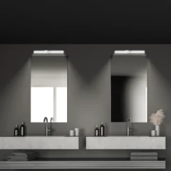Aplique de pared LED Runt, cromada, 4000 K, IP44, longitud 40 cm