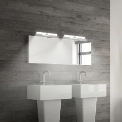 Aplique de pared LED Runt, cromada, 4000 K, IP44, longitud 40 cm