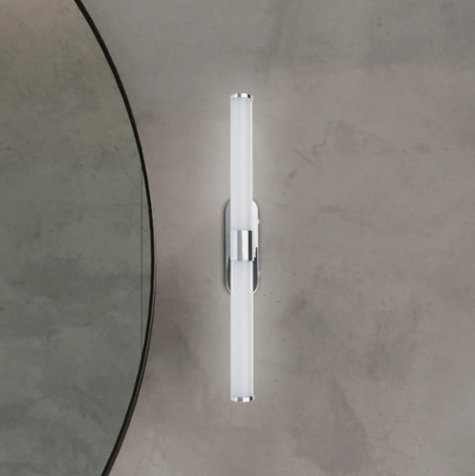 Aplique de pared LED Runt, cromada, 4000 K, IP44, longitud 40 cm