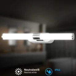 Aplique de pared LED Runt, cromada, 4000 K, IP44, longitud 40 cm