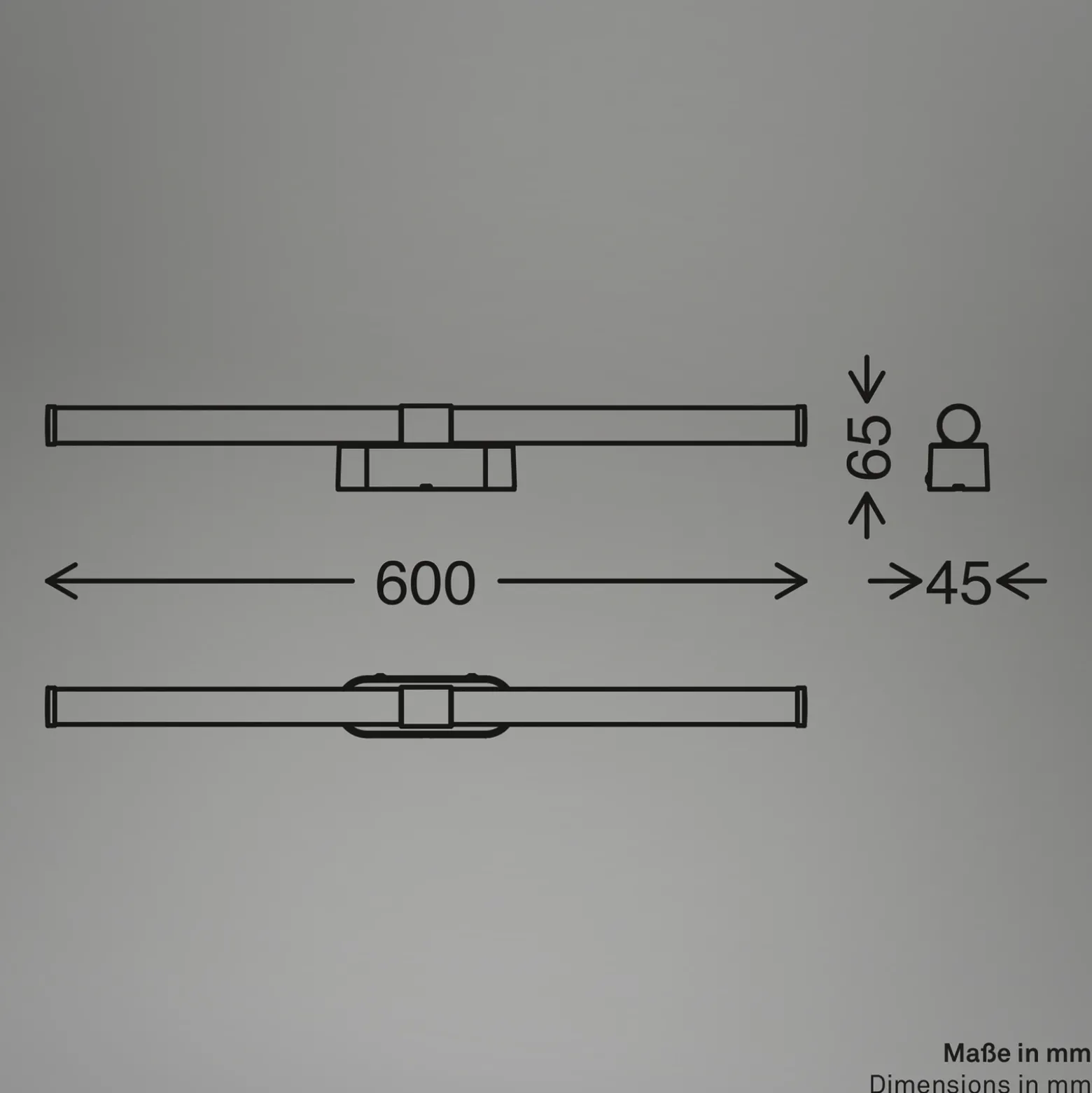 Aplique de pared LED Runt, longitud 60 cm, cromada, 4000 K, IP44