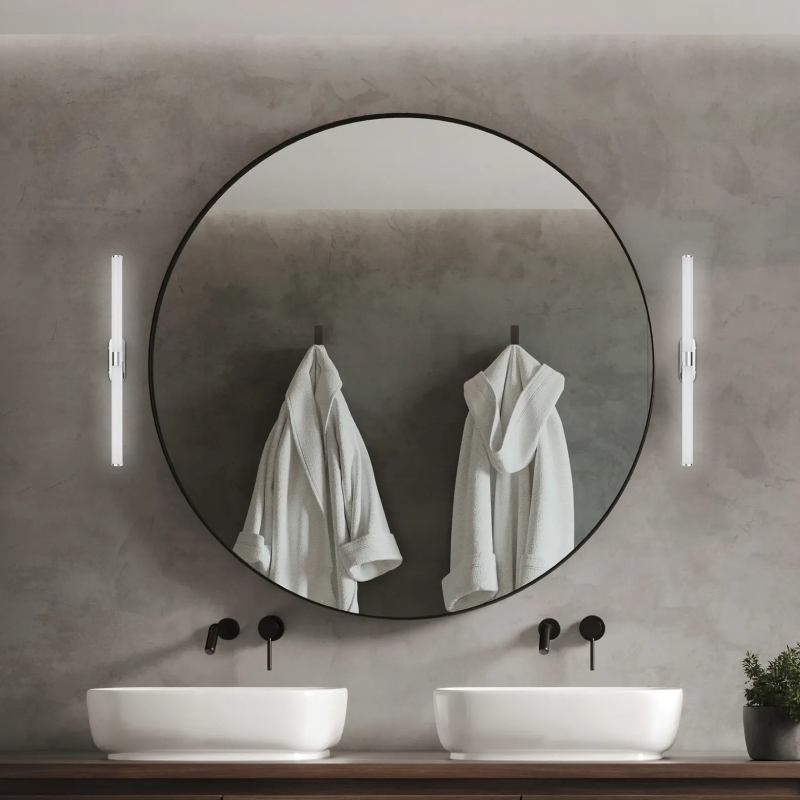 Aplique de pared LED Runt, longitud 60 cm, cromada, 4000 K, IP44