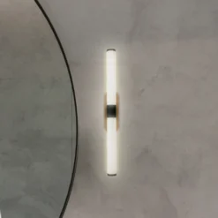 Aplique de pared LED Runt, negro/madera 3000 K IP44 Longitud 40 cm