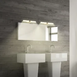 Aplique de pared LED Runt, negro/madera 3000 K IP44 Longitud 40 cm