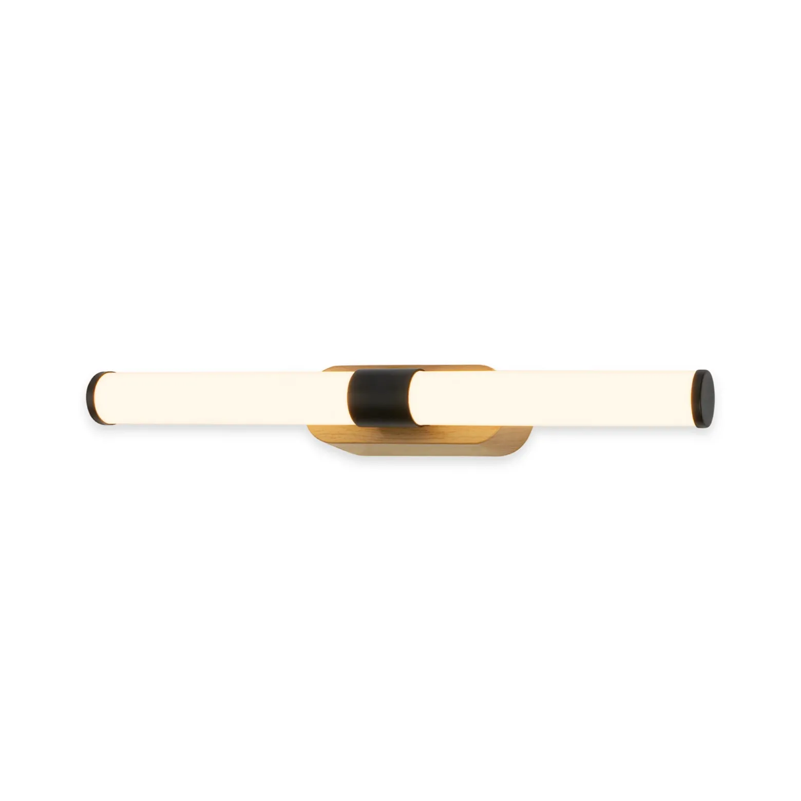 Aplique de pared LED Runt, negro/madera 3000 K IP44 Longitud 40 cm