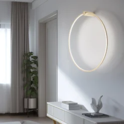 Aplique de pared LED Saturno, dorado, Ø 80 cm, metal, 4000 K