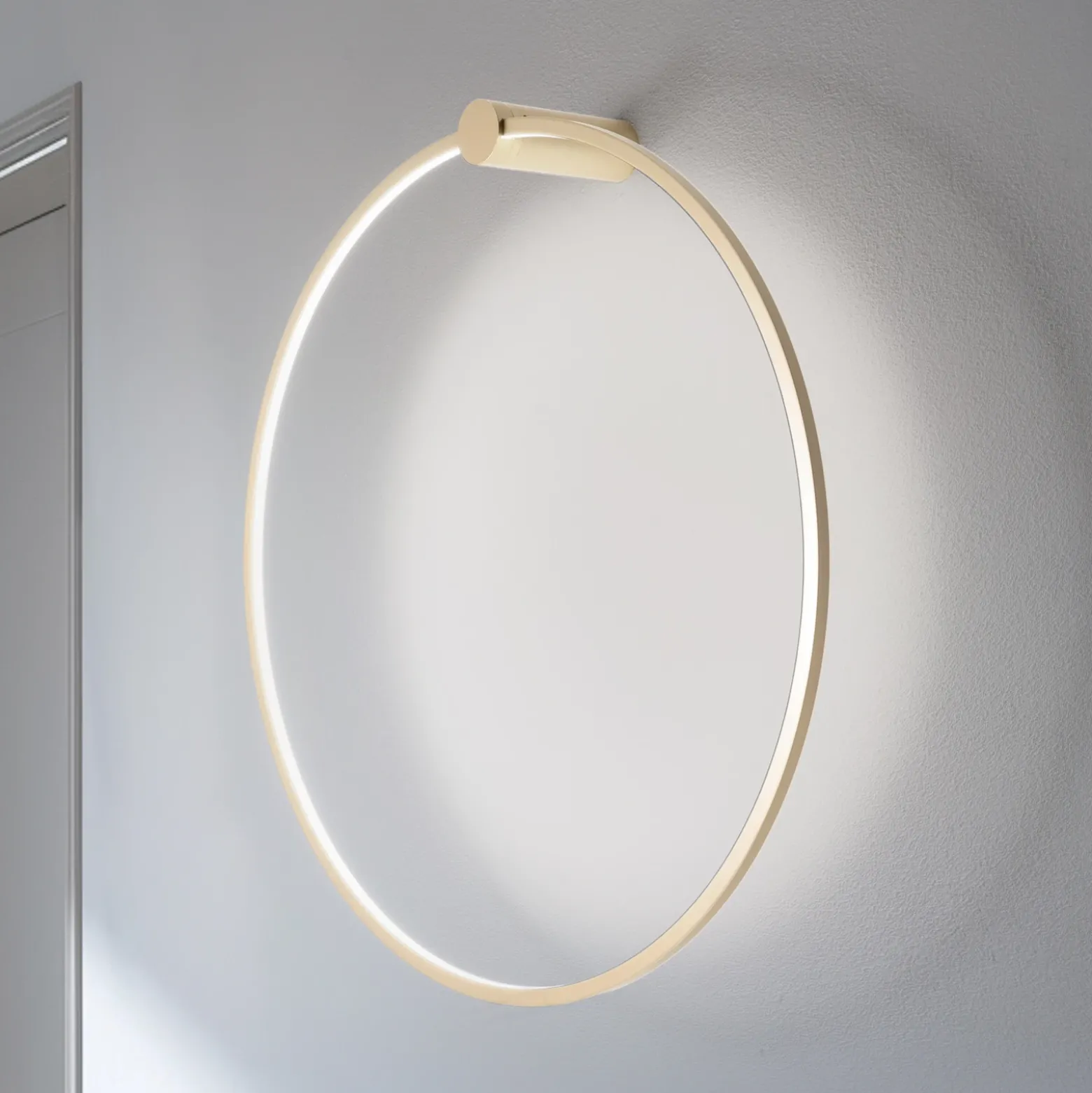 Aplique de pared LED Saturno, dorado, Ø 80 cm, metal, 4000 K