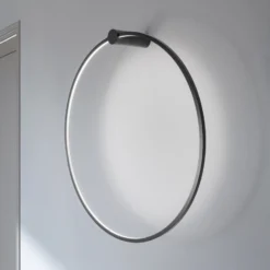 Aplique de pared LED Saturno, negro, Ø 80 cm, metal, 4000 K
