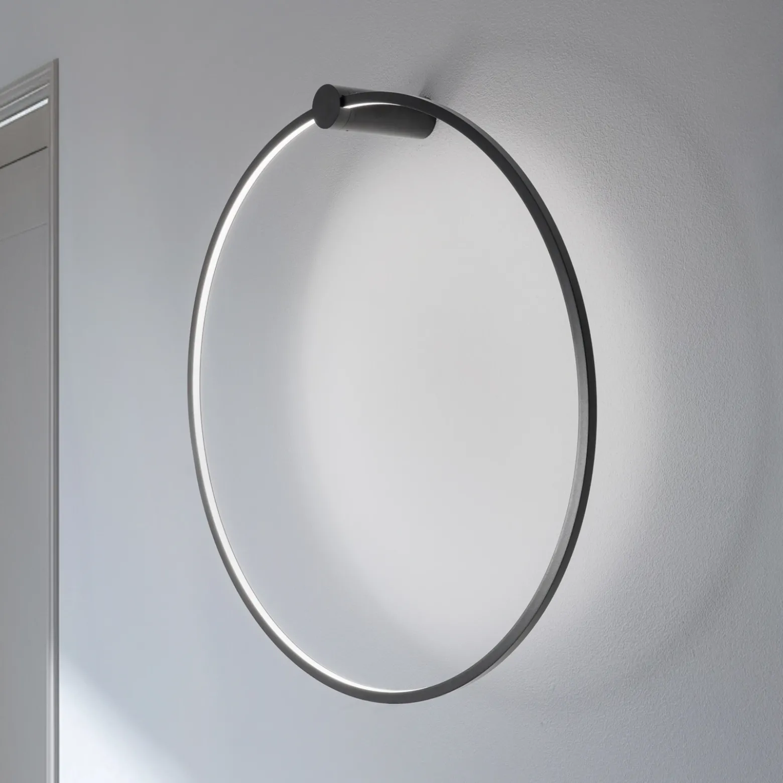 Aplique de pared LED Saturno, negro, Ø 80 cm, metal, 4000 K