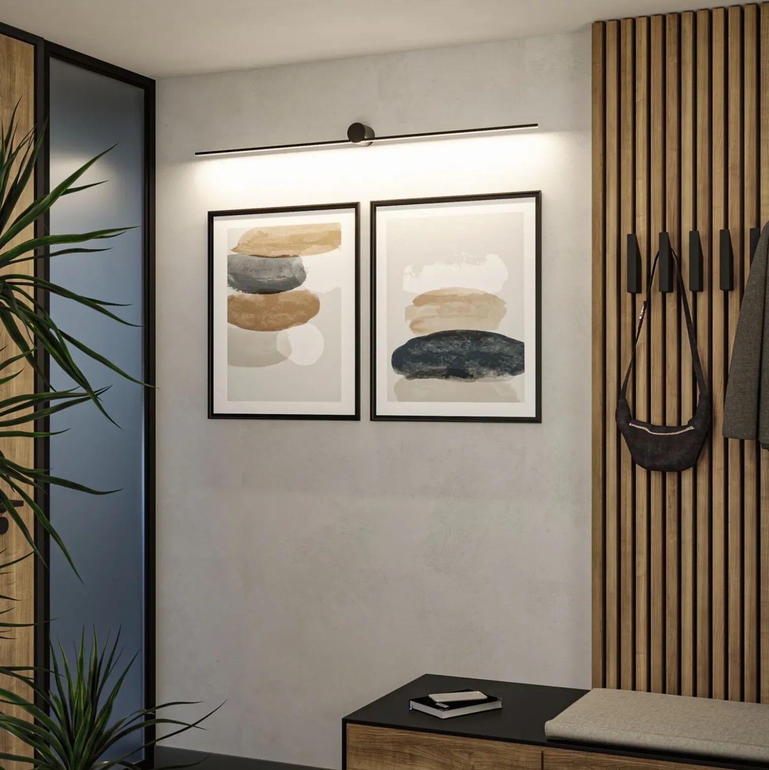 Aplique de pared LED Sava de Paulmann, negro, 120 cm, IP44