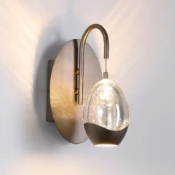 Aplique de pared LED Seeds, color crema, ancho 11 cm, vidrio/metal