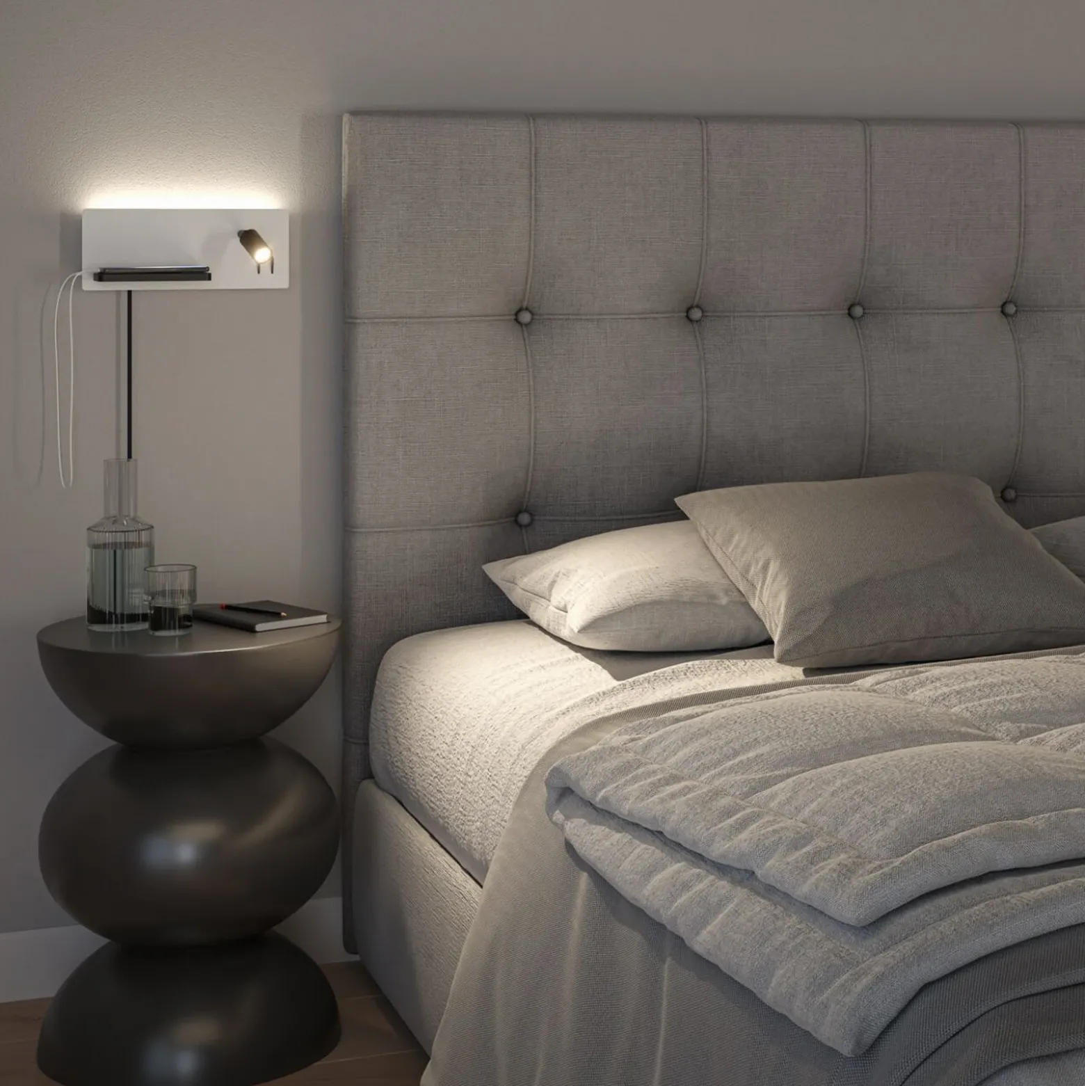 Aplique de pared LED Serra de Paulmann, izquierda, USB-C, blanco/negro