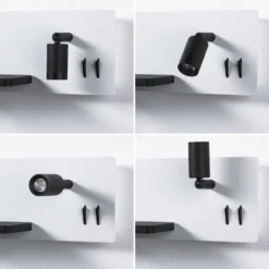 Aplique de pared LED Serra de Paulmann, izquierda, USB-C, blanco/negro