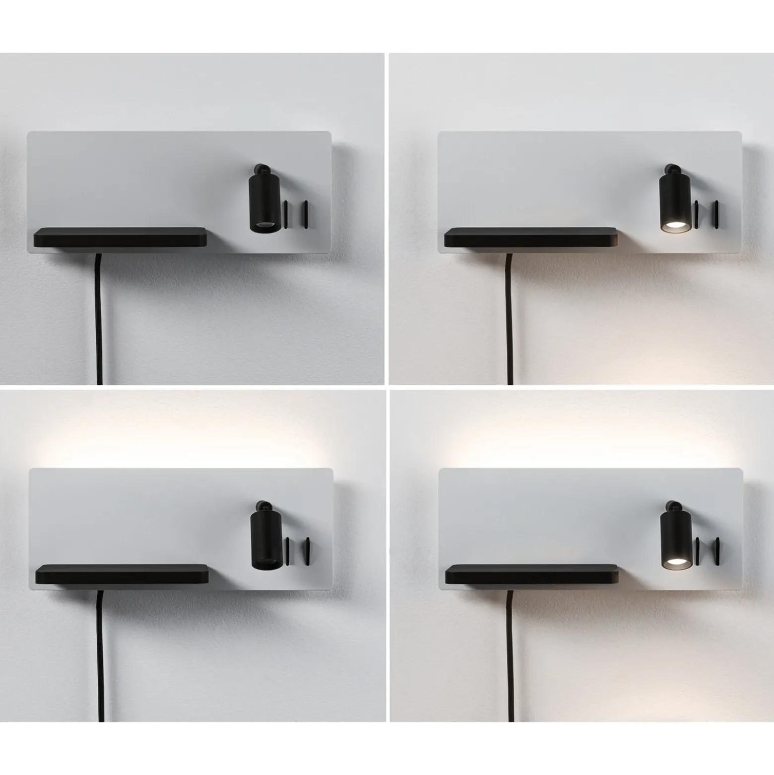 Aplique de pared LED Serra de Paulmann, izquierda, USB-C, blanco/negro