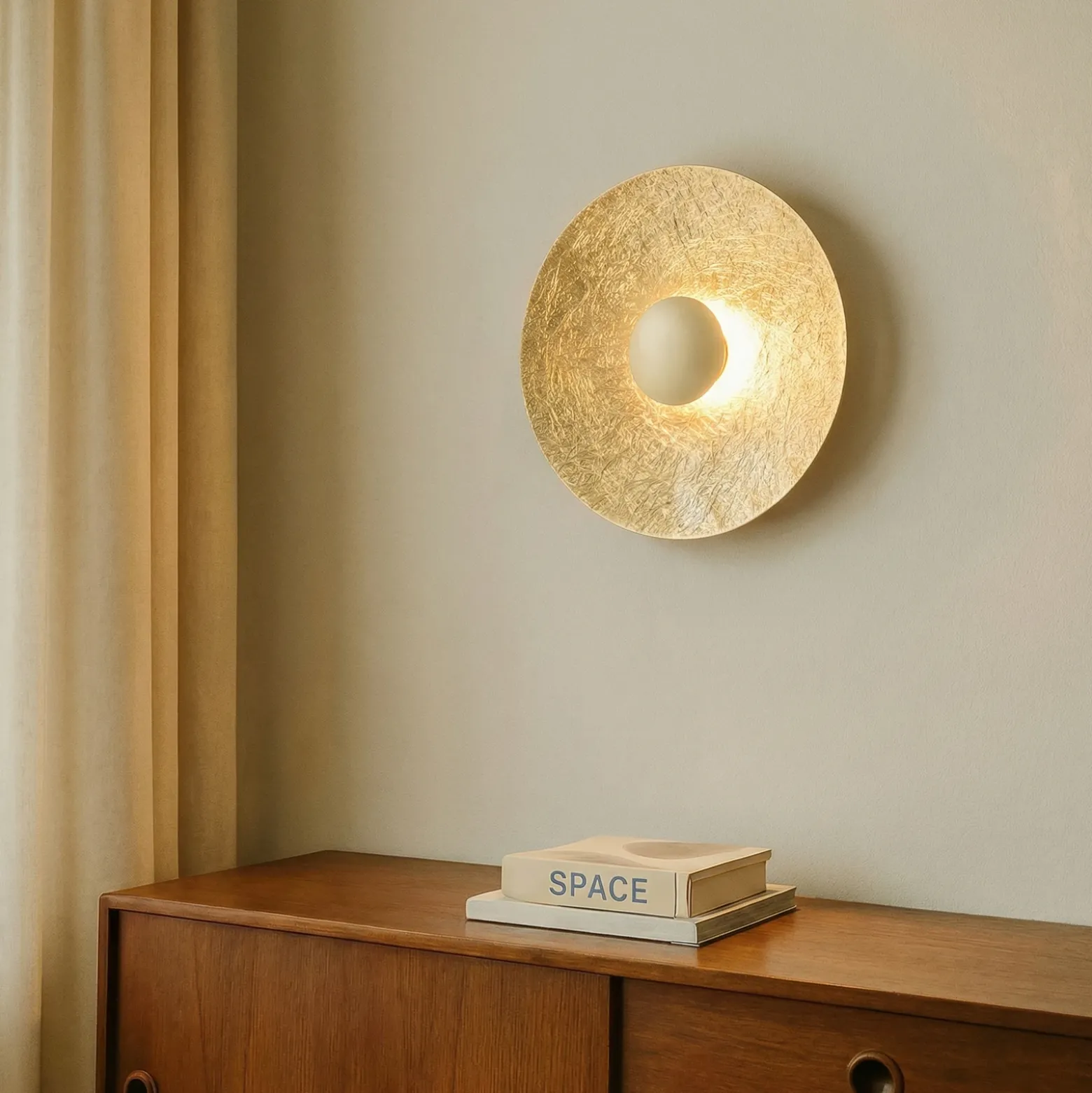 Aplique de pared LED Sole S, Ø 44 cm, color dorado, acero, 3.000 K