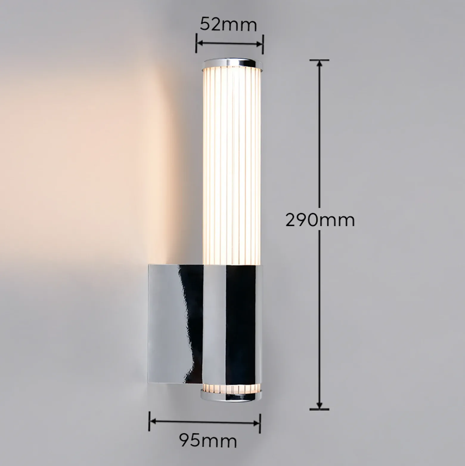 Aplique de pared LED Stefano, color cromo, altura 29 cm, metal, IP44