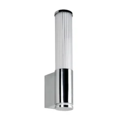 Aplique de pared LED Stefano, color cromo, altura 29 cm, metal, IP44