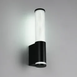 Aplique de pared LED Stefano, negro mate, altura 29 cm, metal, IP44