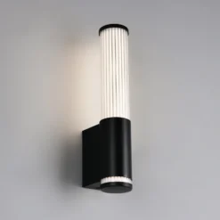Aplique de pared LED Stefano, negro mate, altura 29 cm, metal, IP44