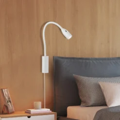 Aplique de pared LED Sten, blanco, altura 61 cm, control por gestos