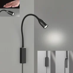 Aplique de pared LED Sten con control gestual, negro