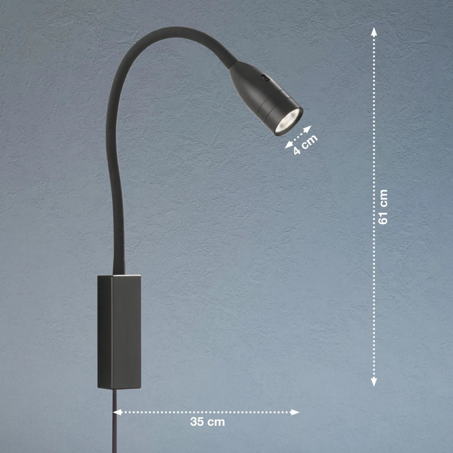 Aplique de pared LED Sten con control gestual, negro